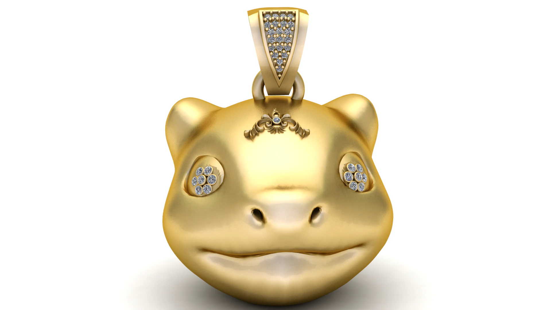 Luxury Cartoon Frog Face Pendant Diamond Eye Gold 3D Printable STL Model 3D Model .c4d .max .obj .3ds .fbx .stl .blend 