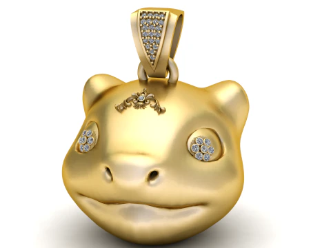 Luxury Cartoon Frog Face Pendant Diamond Eye Gold 3D Printable STL Model 3D Model