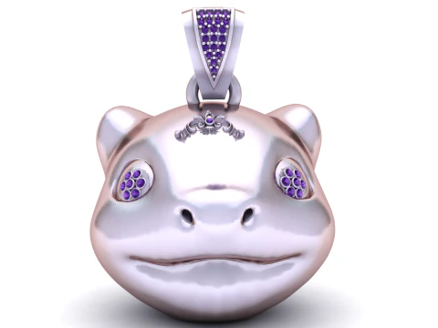 Luxury Cartoon Frog Face Pendant Diamond Eye Gold 3D Printable STL Model 3D Model