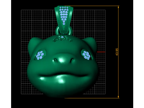 Luxury Cartoon Frog Face Pendant Diamond Eye Gold 3D Printable STL Model 3D Model