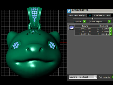 Luxury Cartoon Frog Face Pendant Diamond Eye Gold 3D Printable STL Model 3D Model