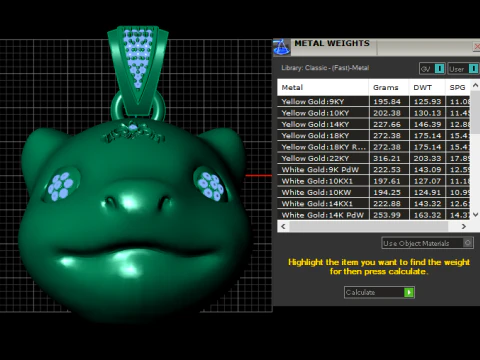 Luxury Cartoon Frog Face Pendant Diamond Eye Gold 3D Printable STL Model 3D Model