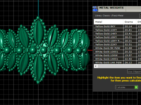 Royal Beaded Floral Pattern Gold Band Ring 3D Model