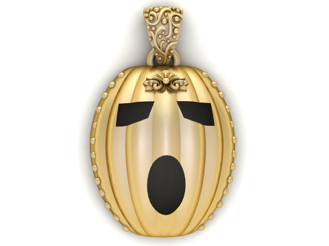 Goldener Kürbisgesicht-Anhänger, luxuriöser Halloween-Statement-Charm 3D Modell