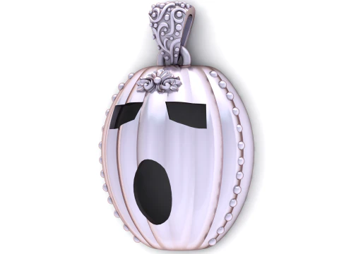 Golden Pumpkin Face Pendant Luxury Halloween Statement Charm 3D Model