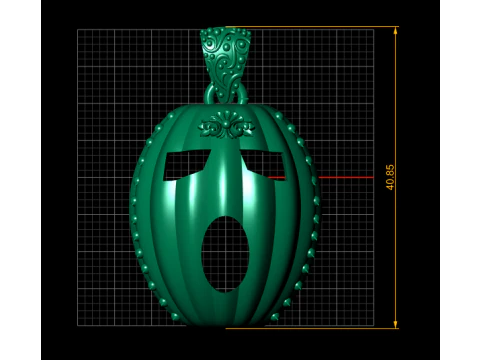 Golden Pumpkin Face Pendant Luxury Halloween Statement Charm 3D Model