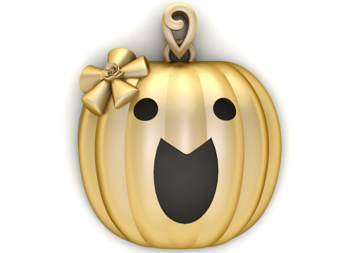 Niedlicher goldener Kürbis-Anhänger mit lächelndem Halloween-Anhänger 3D Modell