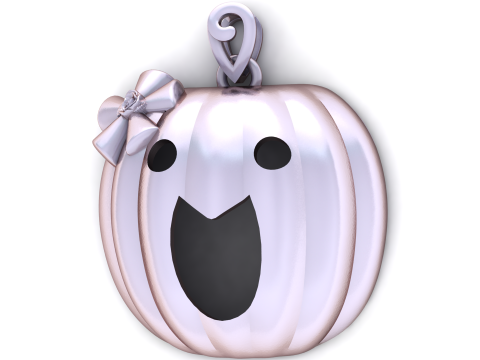 Cute Golden Pumpkin Charm Smiling Halloween Pendant 3D Model