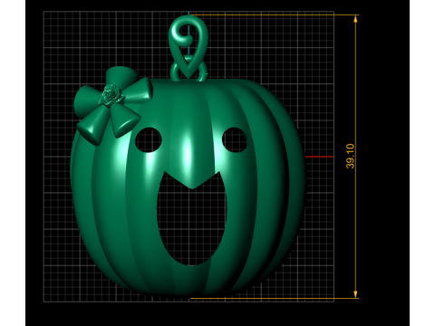 Cute Golden Pumpkin Charm Smiling Halloween Pendant 3D Model