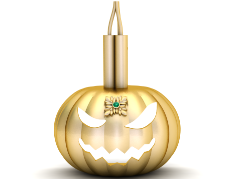 Luxuriöser goldener Jack-O-Lantern-Anhänger, dekorativer Halloween-Kürbis 3D Modell