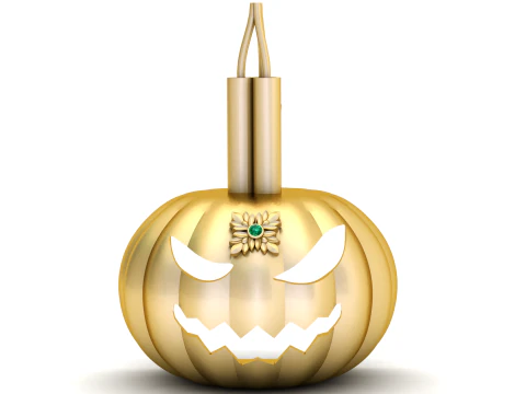 Calabaza ornamental de Halloween con colgante de Jack-O-Lantern dorado de lujo Modelo 3D