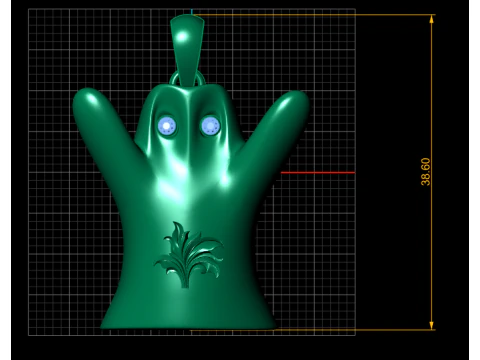 Luxury Golden Ghost Pendant Emerald-Eye Halloween Charm 3D Model