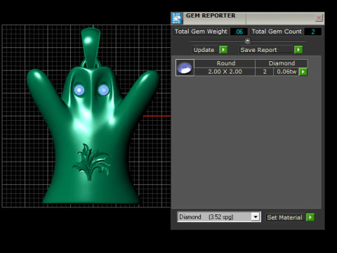 Luxury Golden Ghost Pendant Emerald-Eye Halloween Charm 3D Model
