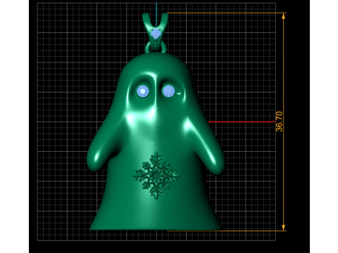 Elegant Ghost Pendant with Emerald Stones Floral Engraving 3D Model