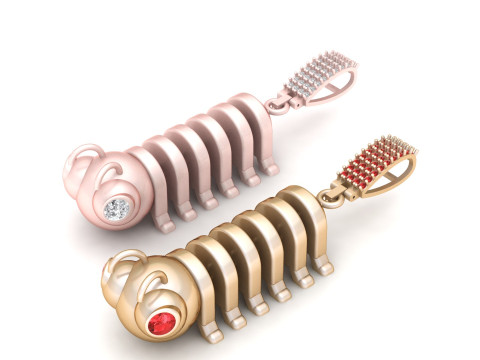 Luxuriöser Raupen-Diamant-Anhänger, 3D-druckbares süßes Insekt-Schmuckdesign 3D Druckmodell