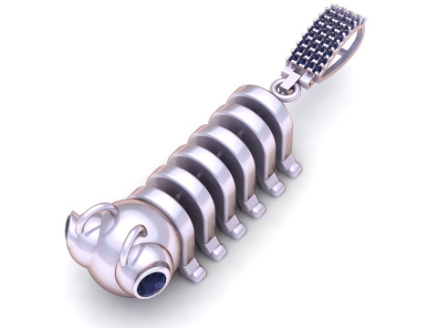 Luxury Caterpillar Diamond Pendant 3D Printable Cute Insect Jewelry Design 3D Print Model