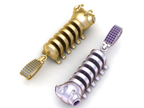 Luxury Caterpillar Diamond Pendant 3D Printable Cute Insect Jewelry Design 3D Print Model