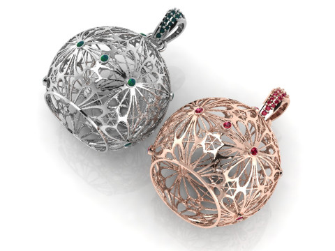 रॉयल ब्लॉसम स्फीयर पेंडेंट 3D प्रिंट मॉडल