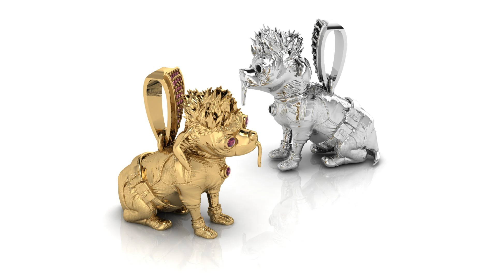 Urban Punk Bulldog Pendant 3D Printable Jewelry Model 3D Print Model .c4d .max .obj .3ds .fbx .stl .blend 