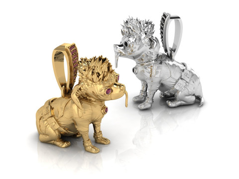 Urban Punk Bulldog Anhänger 3D druckbares Schmuckmodell 3D Druckmodell