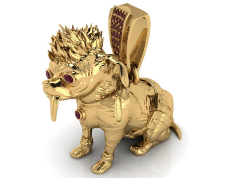 Urban Punk Bulldog Pendant 3D Printable Jewelry Model 3D Print Model