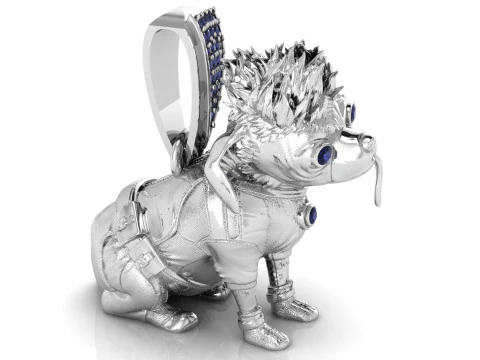 Urban Punk Bulldog Pendant 3D Printable Jewelry Model 3D Print Model