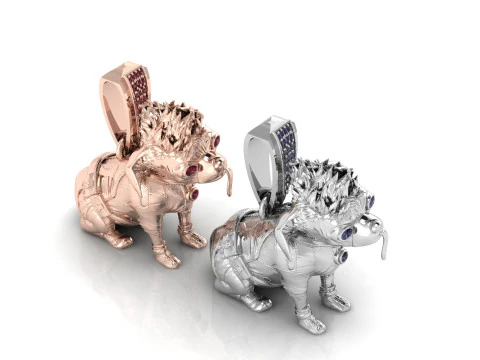 Urban Punk Bulldog Pendant 3D Printable Jewelry Model 3D Print Model