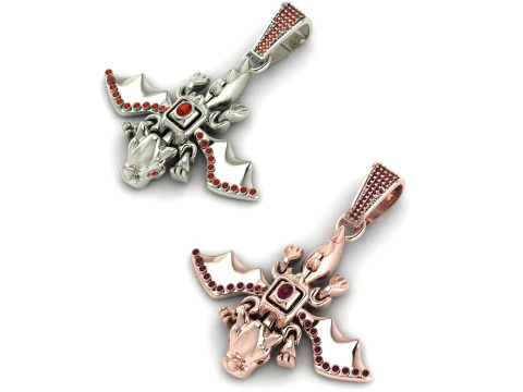 Royal Dragon Cross Pendant 3D Printable Jewelry Model 3D Print Model