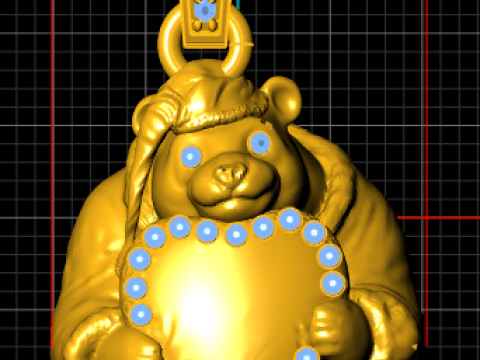 Modello di gioielli stampabile in 3D con ciondolo Halo di orsacchiotto di lusso Modello di stampa 3D