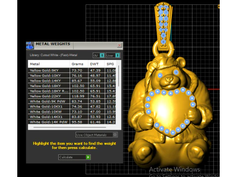 Modello di gioielli stampabile in 3D con ciondolo Halo di orsacchiotto di lusso Modello di stampa 3D