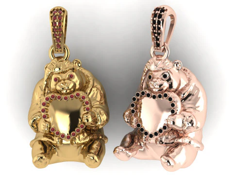 Modello di gioielli stampabile in 3D con ciondolo Halo di orsacchiotto di lusso Modello di stampa 3D