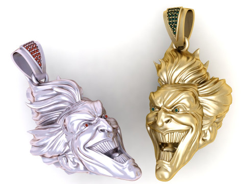 Maniacal Laugh Villain Anhänger 3D-Joker-inspirierte Luxus-Kopfhalskette 3D Druckmodell