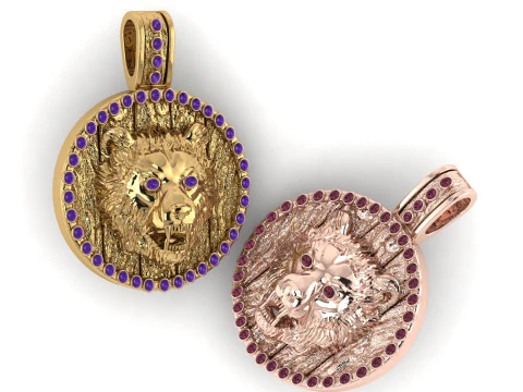 Liontin Medali Beruang Mengaum yang Luar Biasa Permata yang Dapat Dicetak 3D Model Cetak 3D