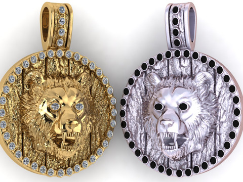 Majestic Roaring Bear Medallion Pendant 3D Printable Gem 3D Print Model