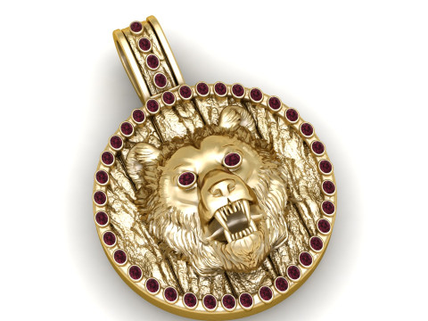 Majestic Roaring Bear Medallion Pendant 3D Printable Gem 3D Print Model