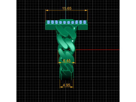 Cincin Stempel Ruby Iced Cuban Link dengan Pelat Awal Model 3D