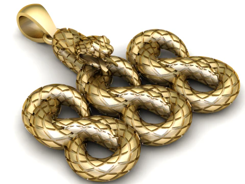 Triple Infinity Snake Pendant 3D Printable Model 3D Model