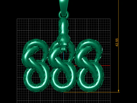 Triple Infinity Snake Pendant 3D Printable Model 3D Model