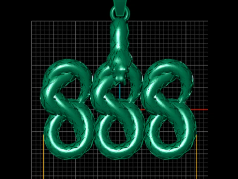 Triple Infinity Snake Pendant 3D Printable Model 3D Model