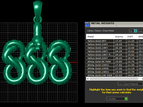 Triple Infinity Snake Pendant 3D Printable Model 3D Model