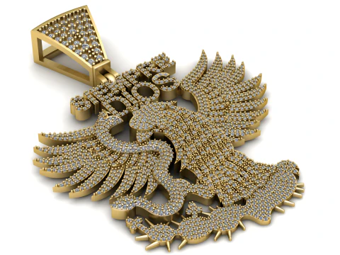 Siempre Dios Iced Out Eagle Pendant Luxury Hip Hop Diamond Charm 3D Model