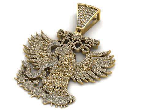 Siempre Dios Iced Out Eagle Pendant Luxury Hip Hop Diamond Charm 3D Model