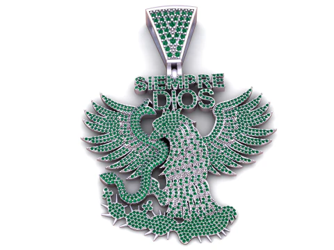 Siempre Dios Iced Out Eagle Pendant Luxury Hip Hop Diamond Charm 3D Model