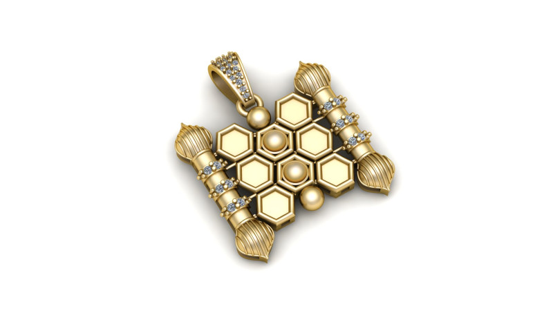 Кулон «Королевский сотовый крест» 3D Принт Модель .c4d .max .obj .3ds .fbx .stl .blend