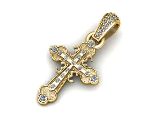 Colgante de cruz de filigrana de diamantes reales Modelo de impresión 3D