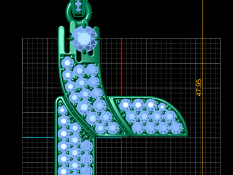 Luxury Diamond Letter Y Pendant 3D Print Model