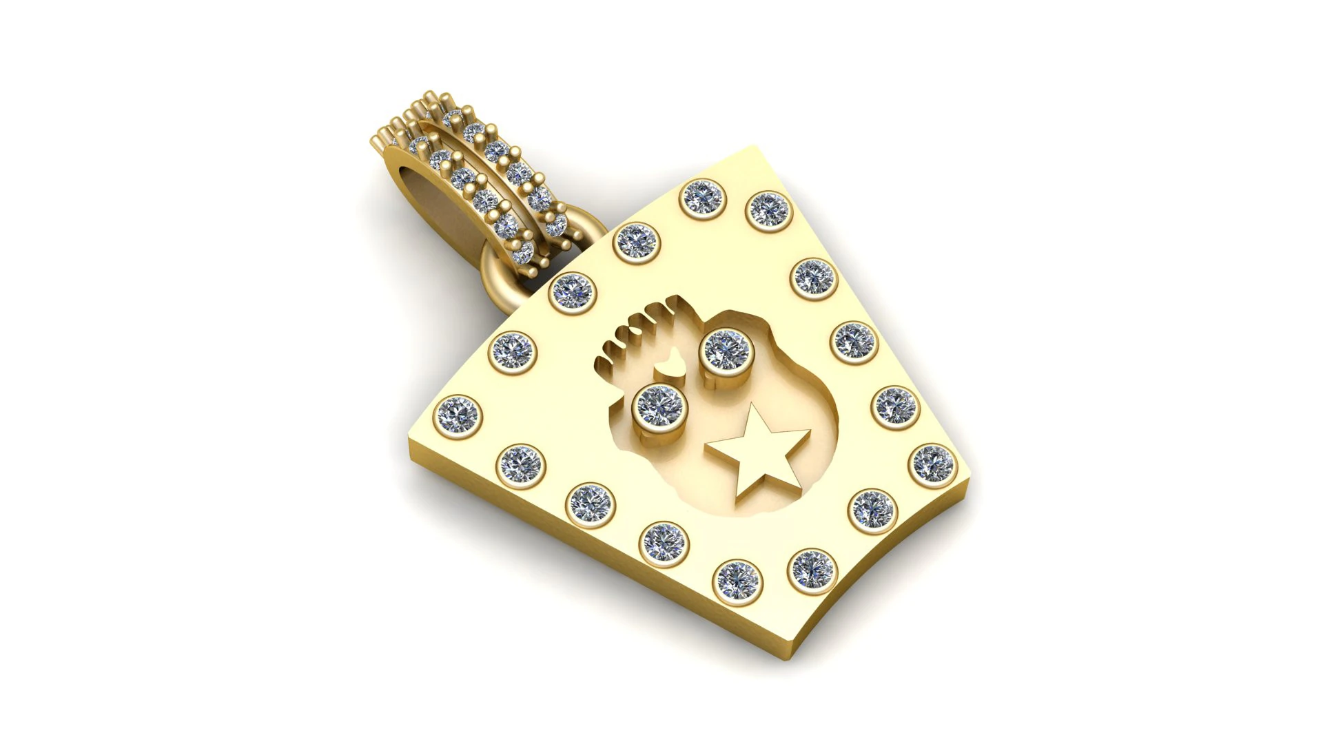 Celestial Footprint Diamond Shield Pendant 3D Print Model .c4d .max .obj .3ds .fbx .stl .blend 