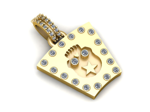 Himmlischer Fußabdruck-Diamant-Schild-Anhänger 3D Druckmodell