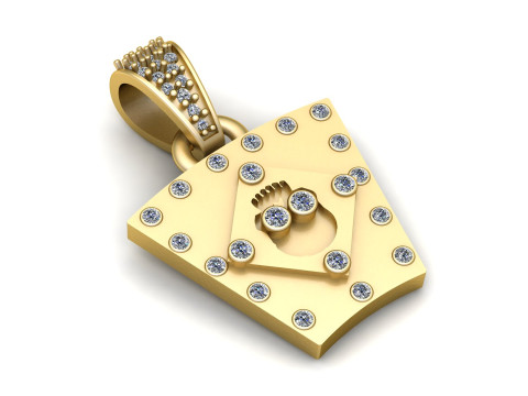 Mehrschichtiger Diamant-Anhänger „Legacy Baby Footprint“. 3D Druckmodell