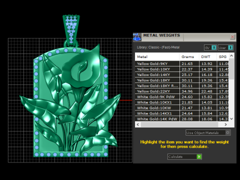Luxuri&ouml;ser Goldanh&auml;nger mit Calla-Lilien-Rubinrahmen 3D Modell